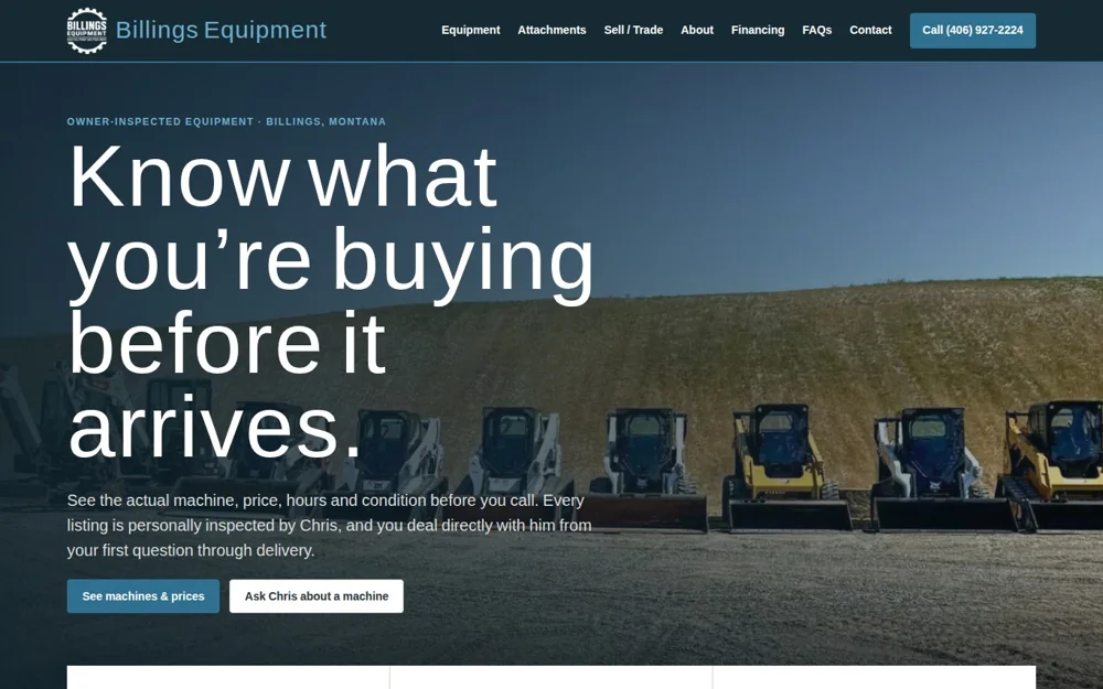 Billings Equipment heavy equipment website — Billings, MT