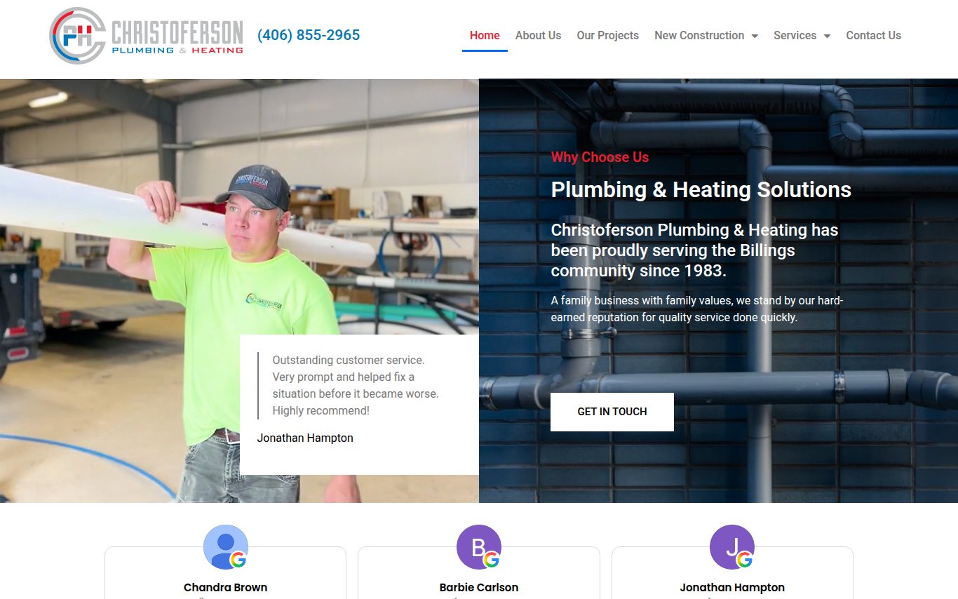 Christoferson Plumbing and Heating website