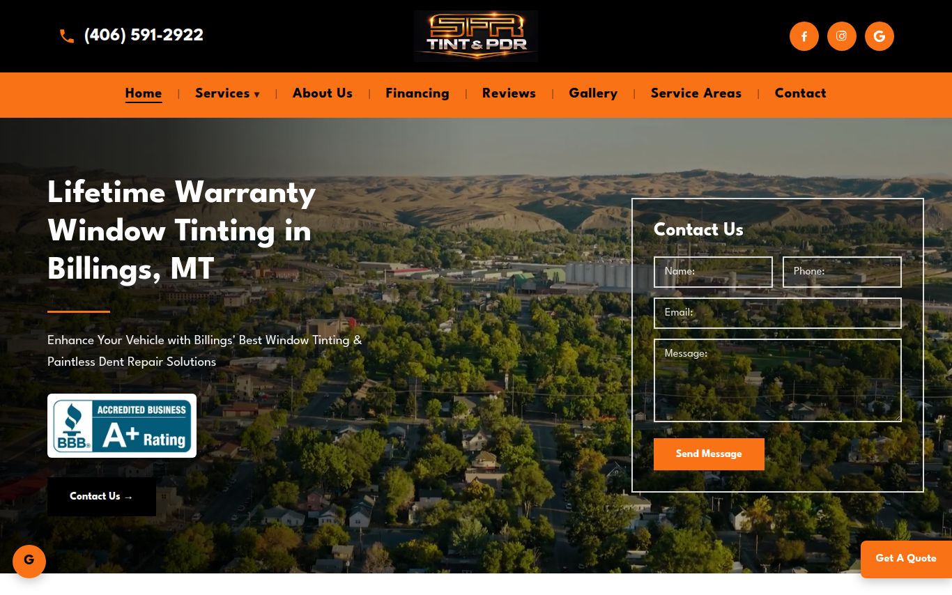 SFR Tint and PDR website