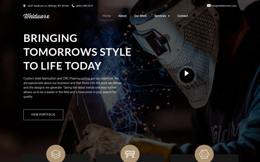 Weldworx custom website for a Billings metal fabrication business