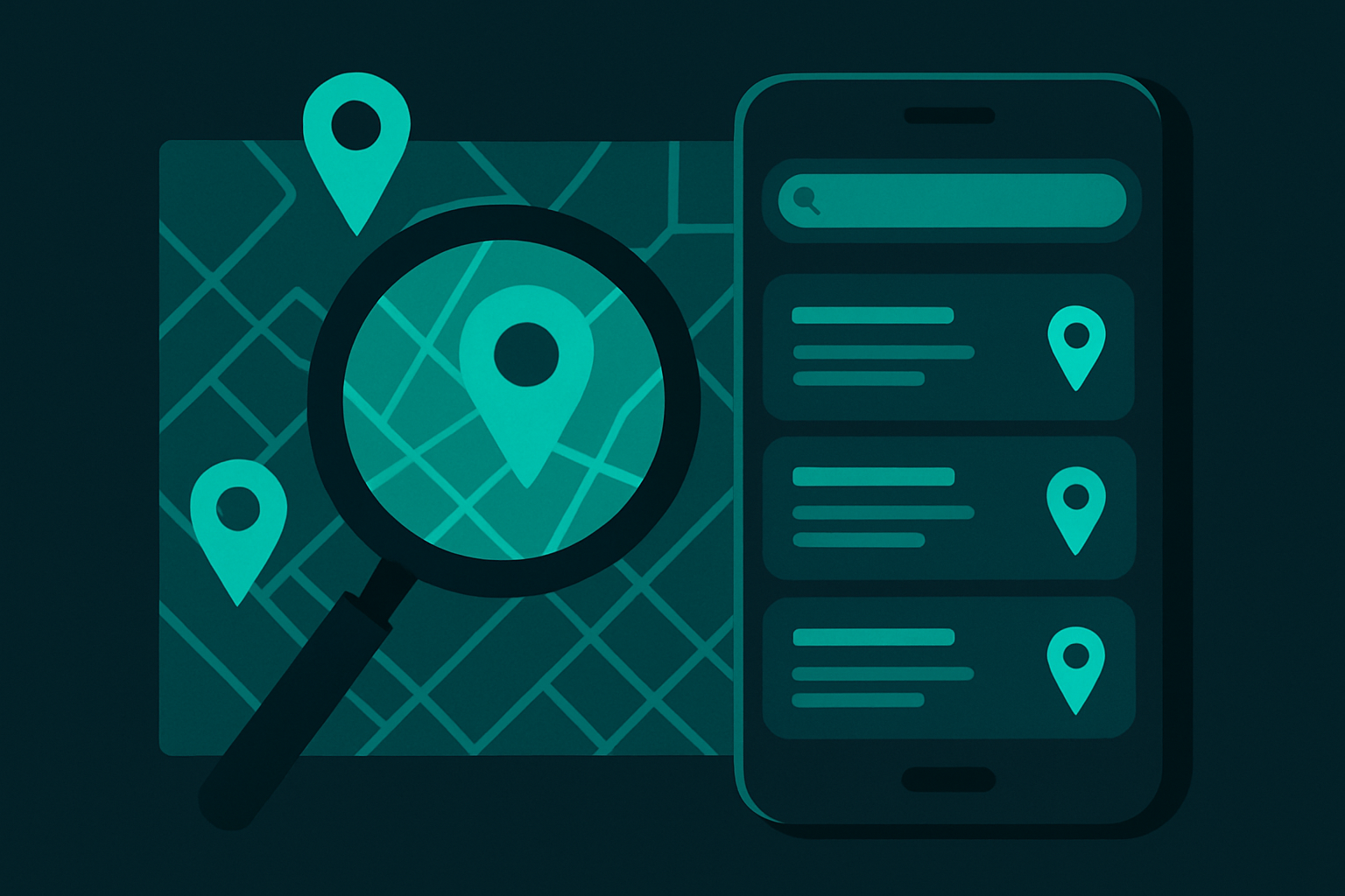 Local business showing up in Google search results illustration