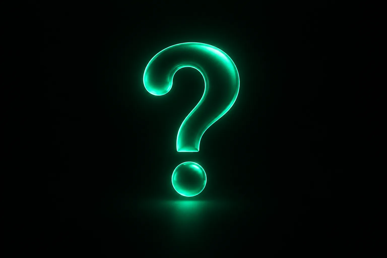 A dark doorway at night where a figure stands half-lit by a single glowing teal question mark hovering over them, the house behind dim and uncertain